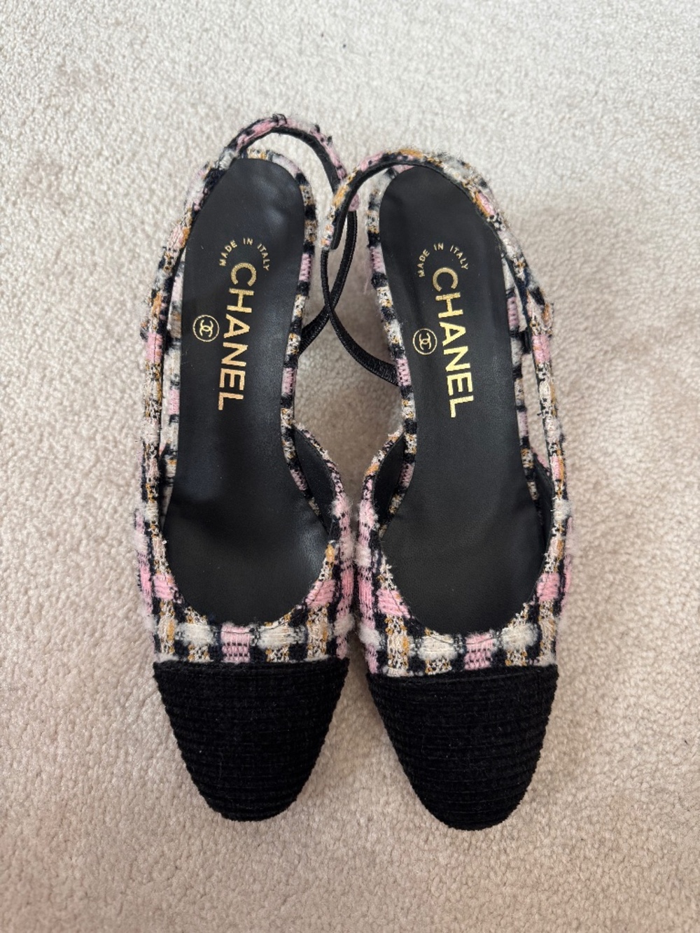 Chanel Tweed Classic Slingback Size 36.5